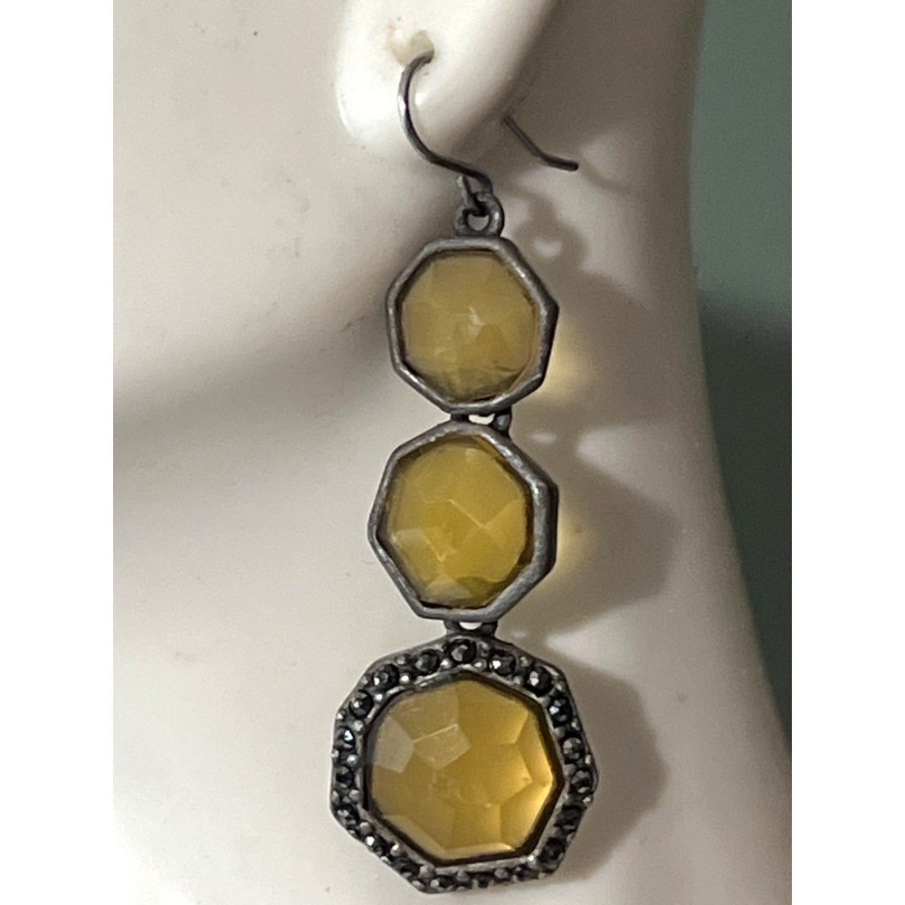 Marcasite & Green Dangle Earrings